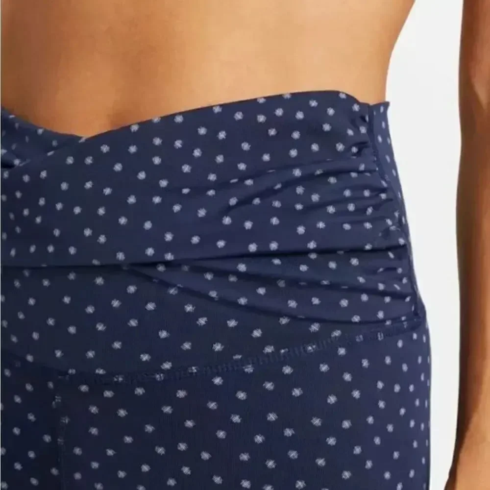NIKE Yoga Dot Print High Twist Waist 7/8 Capri CZ9144-410 Blue Leggings Size Med